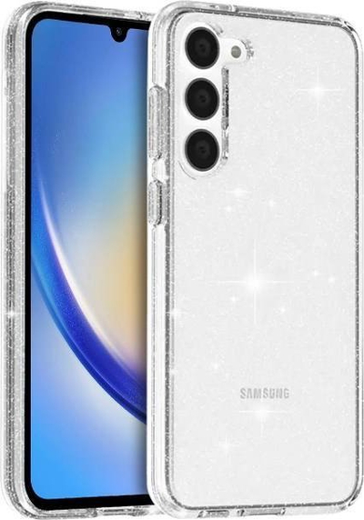 Kllëf telefoni Crong Glitter për Samsung Galaxy A34 5G, silikoni Anti Shock, transparent me shkëlqim