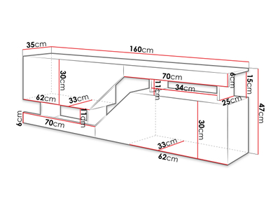 Komodë moderne për TV Bekas 160 (160 x 47 x 35)