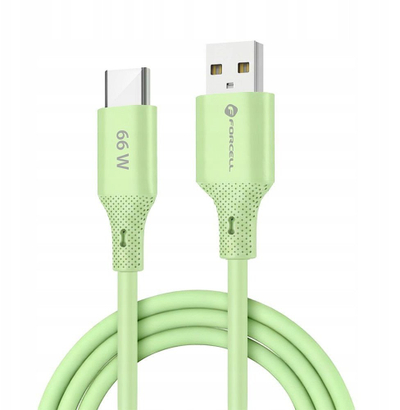 Kabllo USB Forcell F-ENERGY C342, USB A me USB C, 1m, 66W, jeshile