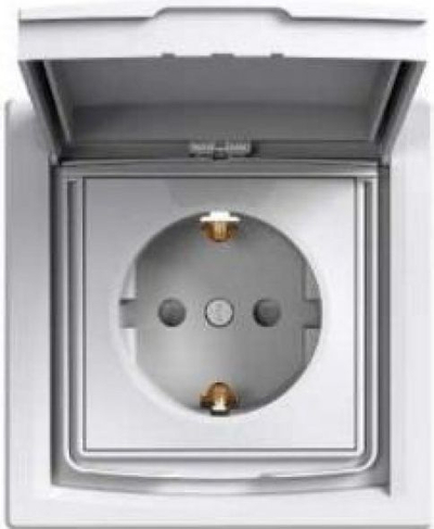 Schneider Electric Asfora Schuko Утичница 16A IP44 со Капак, Бела