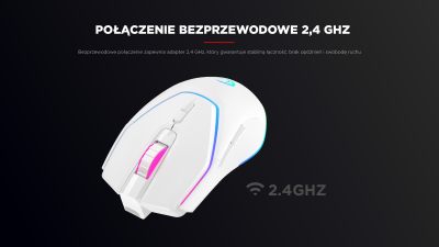 Maus за гејминг Rampage Vortex M1, безжичен, RGB, бел