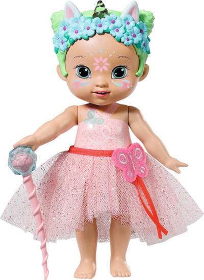 Kukull Baby Born Storybook Princeshë Una, 18 cm, me unikorn e drita, rozë