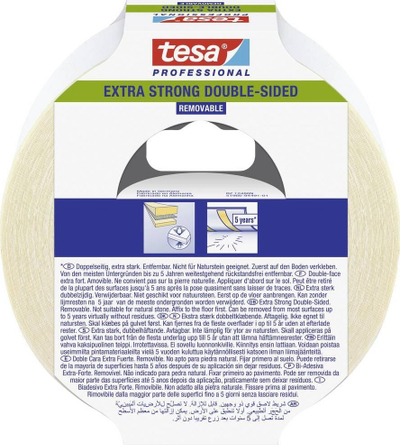 Shirit ngjitës dyshe Tesa 51960, ekstra i fortë, 25m x 50mm, transparent