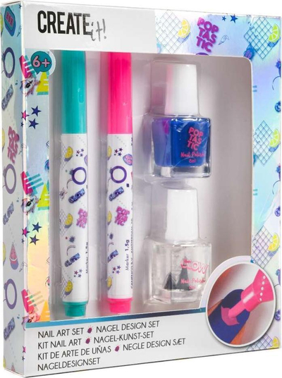 Set markera dhe llak për thonj CREATE IT! Canenco, për goca, shumëngjyrësh