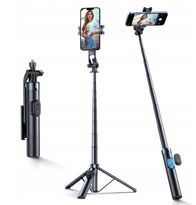 Selfie stick Wozinsky WC1Y70S, tripod teleskopik 1.7m, mbajtës telefoni, i zi