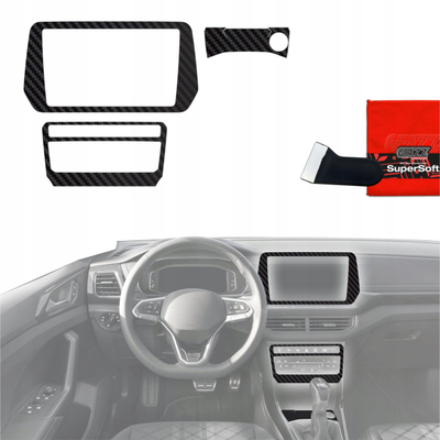 Заштитна фолија Grizz Protector 3in1 за Volkswagen T-Cross 2025-2026, карбон, против отпечатоци, црна