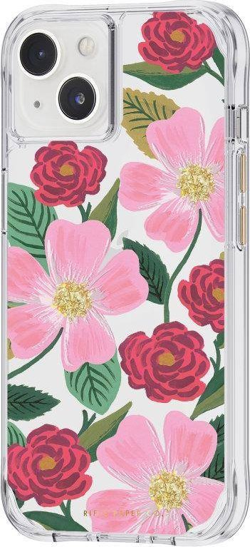 Këllëf telefoni Rifle Paper Co Rose Garden për iPhone 14, i tejdukshëm, me lule rozë