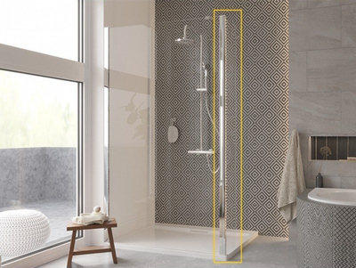 Panel anësor dushi Besco ECO N FLEX PEF 30 195C, 30x195 cm, xham i kthjellët, kornizë krom