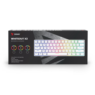 Tastierë mekanike Savio Whiteout X2 OUTEMU Blue, 60%, e bardhë