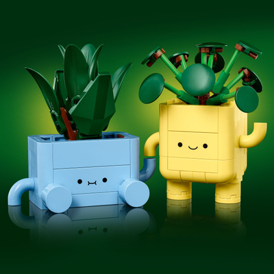 Lodër ndërtimi LEGO Botanicals Happy Plants 10349, 217 pjesë, dekor rafti, shumëngjyrëshe