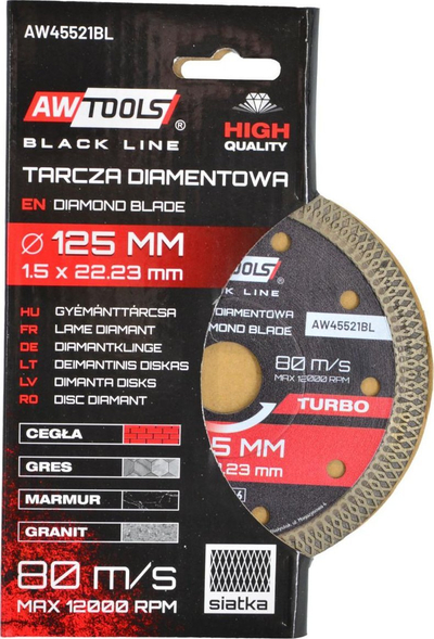 Disk prerës me diamant THIN TURBO DIAMOND BLADE 125mm, trashësi 1.5mm, 22.2mm