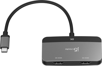 Adapter USB C j5create JCA364, Dual HDMI, deri 8K, i zi gri