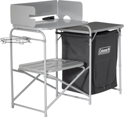 Stendë gatimi Coleman Cooking Stand, me rafte dhe dollap tekstili, e palosshme, gri