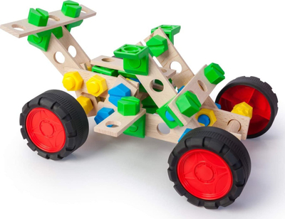 Lodër ndërtimi Alexander Constructor Junior 3n1 Buggy, 90 copa, dru edhe plastikë me ngjyra