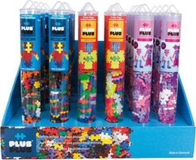 Set blloqesh ndërtimi Plus Plus Display Tubes Basic Glitter, 24 tuba, nga 100 copë secili, me ngjyra nga të gjitha