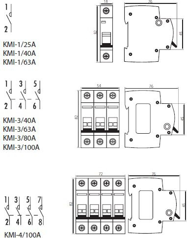 Çelës modular shkëputës Kanlux KMI-4/100A, 100A, 4P, gri