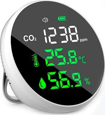 Matës cilësie ajri Levenhuk Wezzer Air MC30, për CO₂, temperaturë edhe lagështi, i bardhë