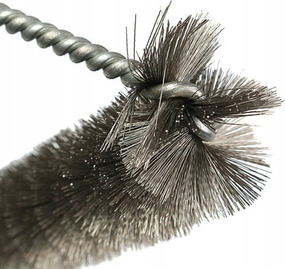 Furçë pastrimi grilli Metal Scourer, fijë metalike, me dorezë të gjatë plastike, e zezë me argjend