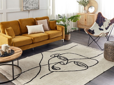 Tapet Beliani NURU, 160 x 230 cm, pambuk, bezhë e çelët