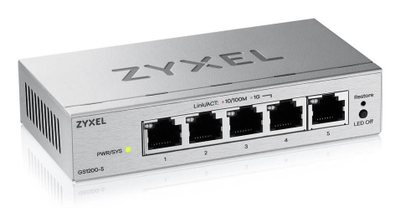 Switch rrjeti Zyxel GS1200-5V3, 5 porta Gigabit, i menaxhuar L2, gri