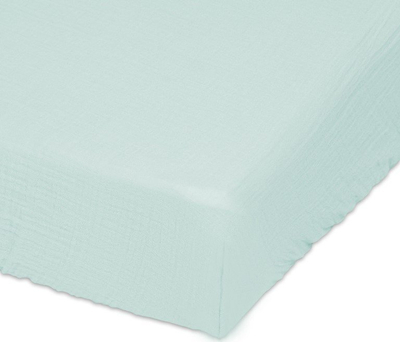 Çarçaf krevati Matex MUSLIN 33, 90 x 200 cm, pambuk muslin 100%, me gomë, jeshil i çelët