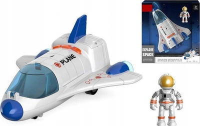 Lodër raketë hapësinore Madej Pioneer, me astronaut, drita dhe tinguj, e bardhë