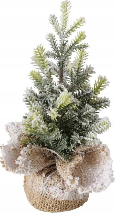 Pemë artificiale Krishtlindjes Tanne, 22 cm, në vazo jute, jeshile