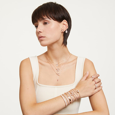 Byzylyk për femra Swarovski, Transparent/Artë rozë