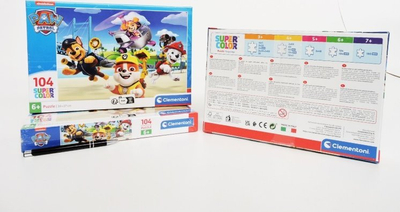 Puzzle Clementoni SuperColor Paw Patrol, 104 copa, 38 x 27 cm