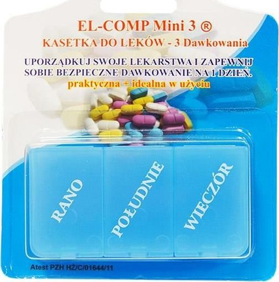 Kuti për ilaçe El-Comp Daily KD3-A, me 3 ndarje, transparente