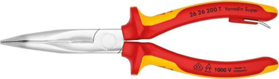 Kapëse hundëgjatë Knipex 26 26 200 T, 200mm, e izoluar 1000V, e kuqe verdhë