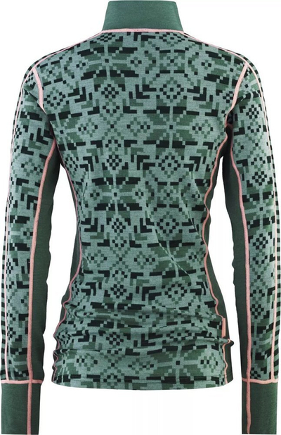 Bluzë termike për goca Kari Traa Else Half Zip, lesh merino, gjysmë zinxhir, jeshile Murk, M