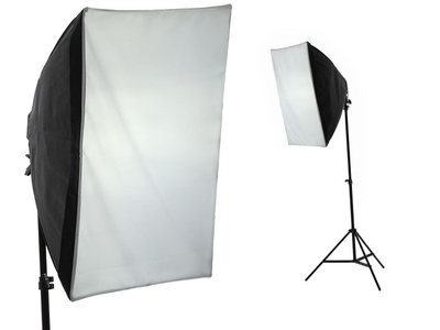 Set ndriçimi studio iShoot Softbox 40x40cm, llambë 65W, tripod, i zi