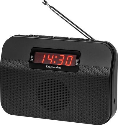Radio portative analoge Kruger&amp;Matz KM0825, FM AM, me dy alarme, e bardhë