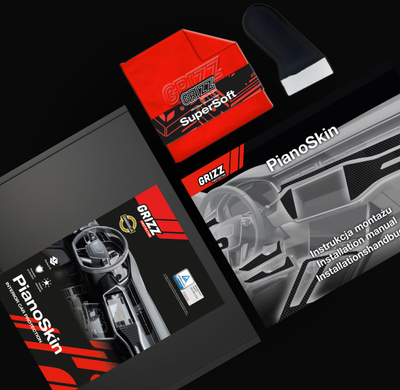 Заштитен филм за внатрешност GrizzGlass PianoSkin Matte за Peugeot 508 Manual 2010-2018, сет 3 во 1, мат црн