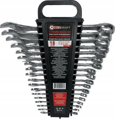 Set çelësa të kombinum Forcekraft, 8-32mm, 18 copa, krom vanadium