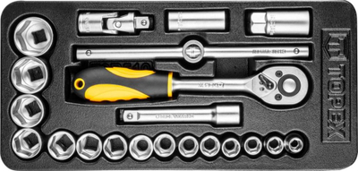 Сет клучеви за цевки TOPEX, 1/2", 21 парче, хром ванадиум