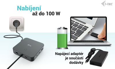 Stacion docking i-tec USB-C, 3x Display, LAN, PD 100W + karikues universal i-tec 12 W