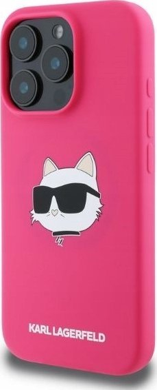 Futrollë telefoni Karl Lagerfeld Choupette për iPhone 16 Pro, MagSafe, rozë