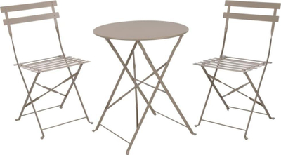 Set kopshti ProGarden Bistro 3 copë, metal, palosës, ngjyrë taupe