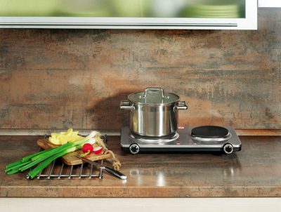 Shporet elektrik portativ Concept VE3035, 2 plata, inox, argjend