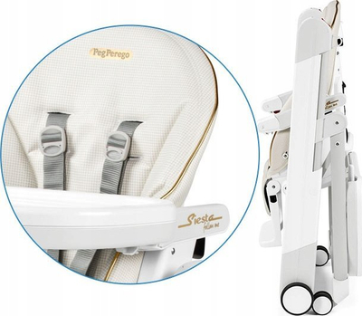 Karrige e naltë Peg Perego Siesta Follow Me, e rregullushme, me rrota, bezhë
