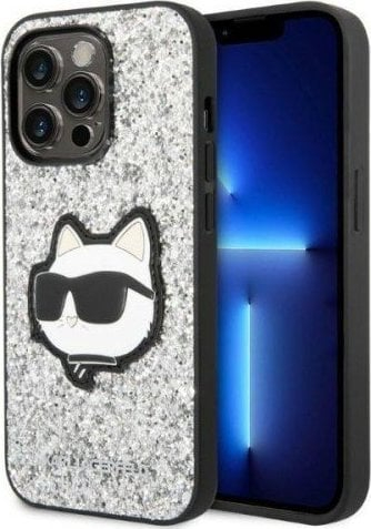 Futrollë telefoni Karl Lagerfeld KLHCP14LG2CPS, për iPhone 14 Pro, hardcase me glitter Choupette, argjend