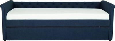 Krevat trundle Beliani Libourne, 90 x 200 cm, tekstil, blu navy