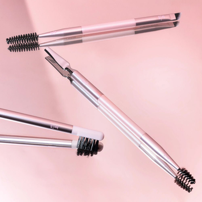 Set furçash për vetulla Real Techniques Brow Styling Set, 3 copë, me mëngë rozë metalike