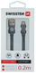 Kabllo Swissten Textile Lightning, 0.2m, USB A, gri
