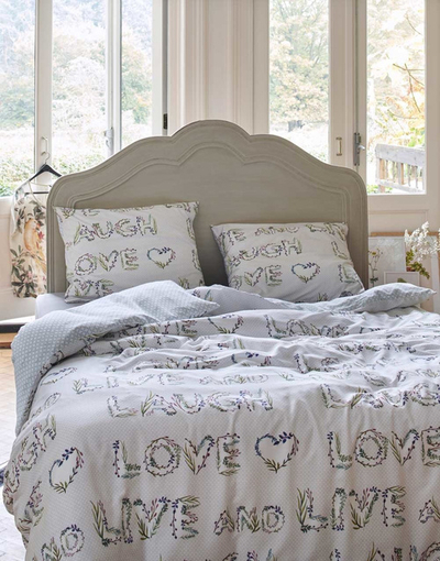 Set mbulesash krevati Esprit Laugh Love Live, pambuk percale, 140 x 220 cm, shumëngjyrësh