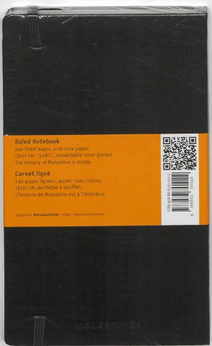 Fletore Moleskine Classic Ruled, 13x21 cm, kapak i fortë, e zezë