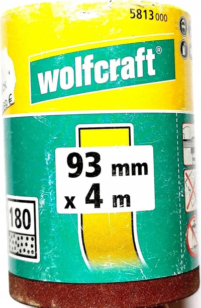 Letër gërryese në rul Wolfcraft 93mm x 4m, granulim 180, me kapje me velur