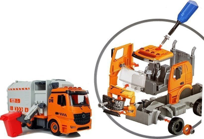 Set loje LeanToys DIY kamion plehrash, ndarje plehrash, me dritë edhe zë, portokalli gri